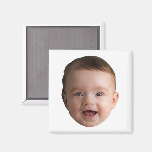 Custom Baby Face, Funny custom photo Magnet (Vorderseite/Rückseite)