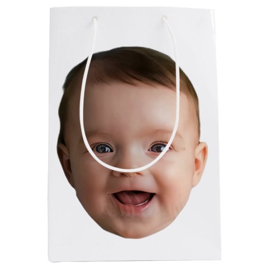 Custom Baby Face, Funny custom photo Mittlere Geschenktüte (Vorderseite)