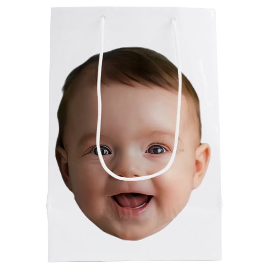 Custom Baby Face, Funny custom photo Mittlere Geschenktüte (Rückseite)