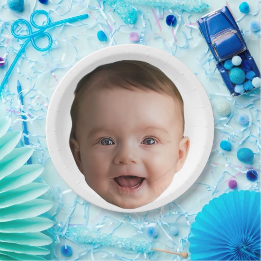 Custom Baby Face, Funny custom photo Pappteller (Party)