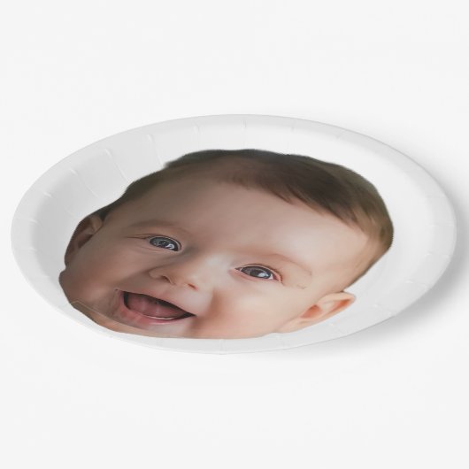 Custom Baby Face, Funny custom photo Pappteller (Schrägansicht)