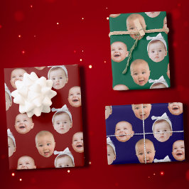 Custom Baby Face Gift Wrap | Baby Face 3 Fotos Geschenkpapier Set