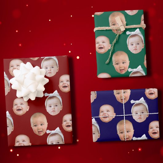 Custom Baby Face Gift Wrap | Baby Face 3 Fotos Geschenkpapier Set