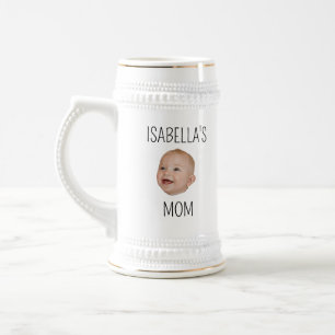 Custom Baby Face Mama Vater Geburtstagsgeschenk Bierglas