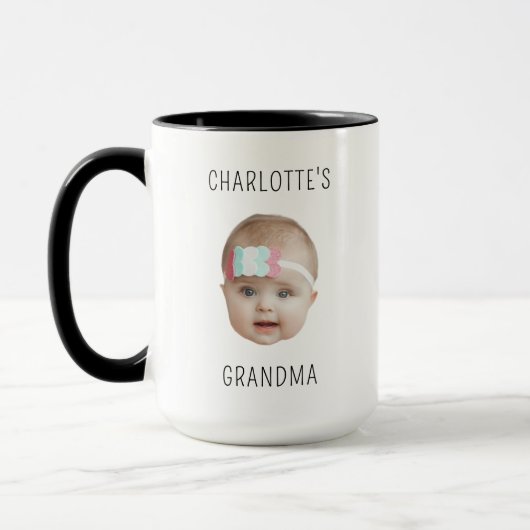 Custom Baby Face Mütter Tag Weihnachten Großkind Tasse (Links)