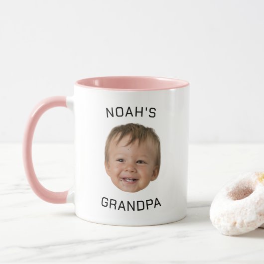 Custom Baby Face Photo Grandpa Tasse (Mit Donut)