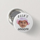 Custom Baby Face Photo Text Grandpa Button (Vorne & Hinten)