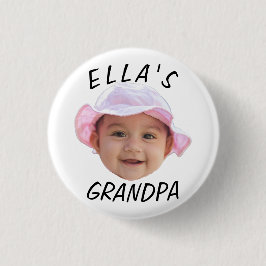 Custom Baby Face Photo Text Grandpa Button