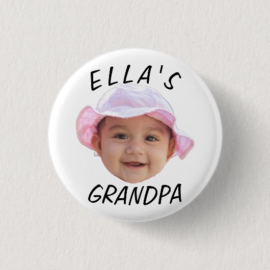 Custom Baby Face Photo Text Grandpa Button (Vorderseite)