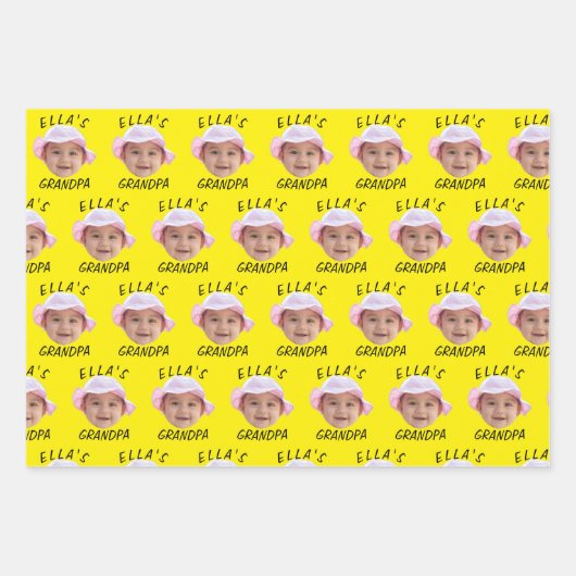 Custom Baby Face Photo Text Grandpa Geschenkpapier Set (Vorderseite 3)