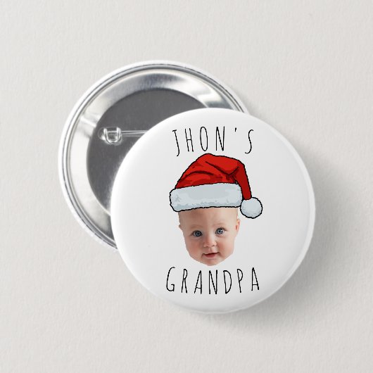 Custom Baby Face Weihnachtsmannmütze Weihnachts-Fo Button (Vorne & Hinten)