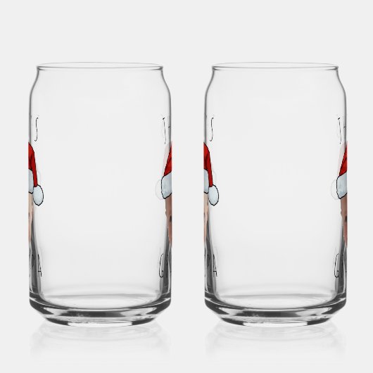 Custom Baby Face Weihnachtsmannmütze Weihnachts-Fo Dosenglas (Rechts)