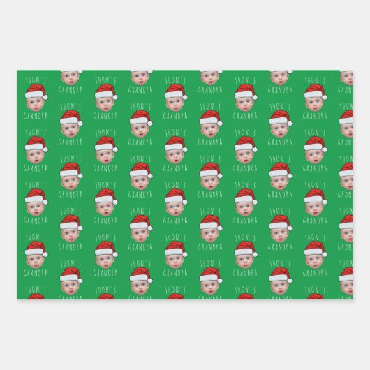 Custom Baby Face Weihnachtsmannmütze Weihnachts-Fo Geschenkpapier Set (Vorderseite 3)