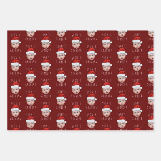 Custom Baby Face Weihnachtsmannmütze Weihnachts-Fo Geschenkpapier Set (Vorderseite 2)