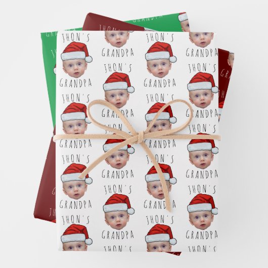 Custom Baby Face Weihnachtsmannmütze Weihnachts-Fo Geschenkpapier Set (Beispiel)