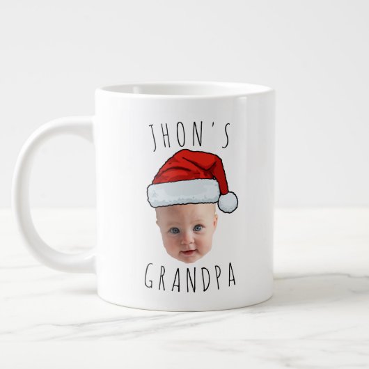 Custom Baby Face Weihnachtsmannmütze Weihnachts-Fo Jumbo-Tasse (Links)