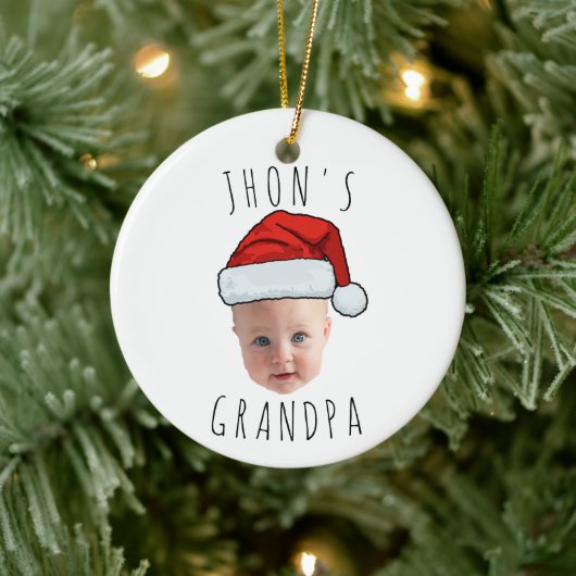 Custom Baby Face Weihnachtsmannmütze Weihnachts-Fo Keramik Ornament (Baum)