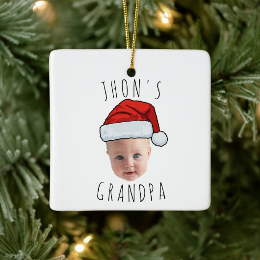 Custom Baby Face Weihnachtsmannmütze Weihnachts-Fo Keramikornament (Baum)