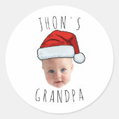 Custom Baby Face Weihnachtsmannmütze Weihnachts-Fo Runder Aufkleber (Vorderseite)