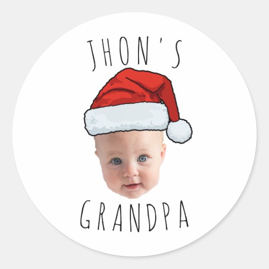 Custom Baby Face Weihnachtsmannmütze Weihnachts-Fo Runder Aufkleber (Vorderseite)