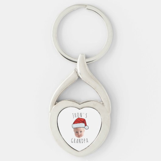 Custom Baby Face Weihnachtsmannmütze Weihnachts-Fo Schlüsselanhänger (Vorderseite)