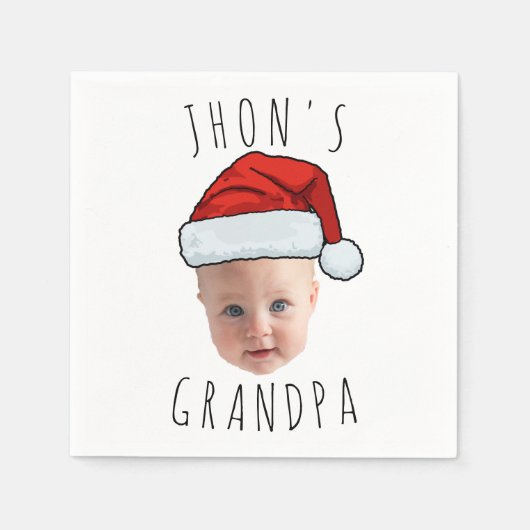 Custom Baby Face Weihnachtsmannmütze Weihnachts-Fo Serviette (Vorderseite)