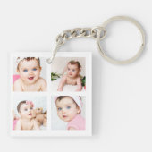 Custom Baby Family Foto Collage White 4 Bilder Schlüsselanhänger (Rückseite)