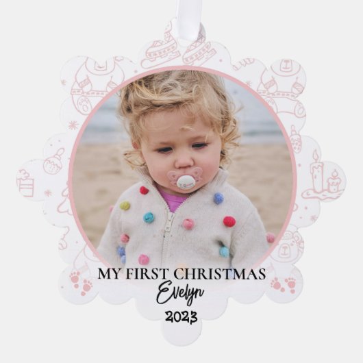 Custom Baby First Christmas Keake Ornament Karte (Vorderseite)