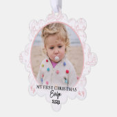 Custom Baby First Christmas Keake Ornament Karte (Linke Ecke)