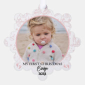 Custom Baby First Christmas Keake Ornament Karte (Rückseite)
