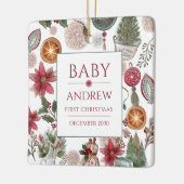 Custom Baby First Christmas Keepake Weihnachten Keramikornament (Links)