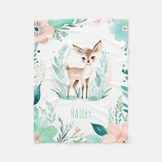 Custom Baby Fleece Blanket Boho Fawn Design (Vorderseite)