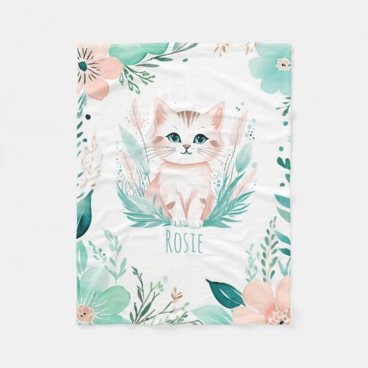 Custom Baby Fleece Blanket Boho Kitten Design (Vorderseite)