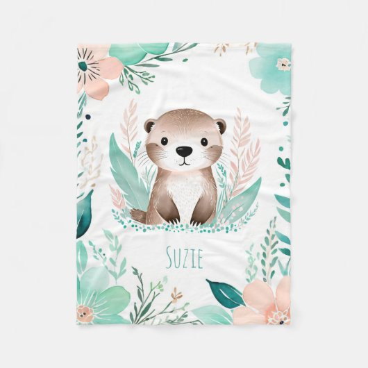 Custom Baby Fleece Blanket Boho Otter Design (Vorderseite)