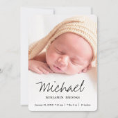 Custom Baby Foto Announccard Ankündigung (Vorderseite)