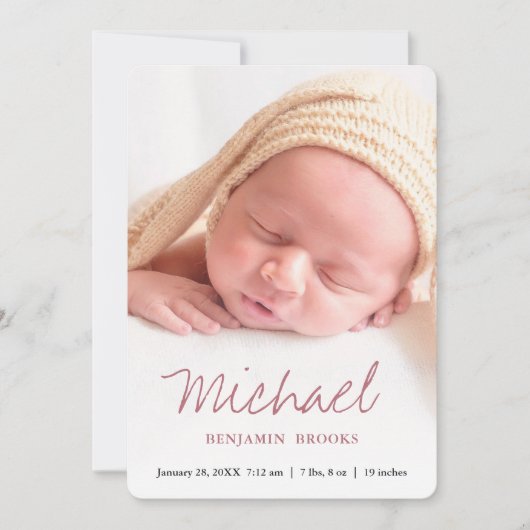 Custom Baby Foto Announccard Ankündigung (Vorderseite)