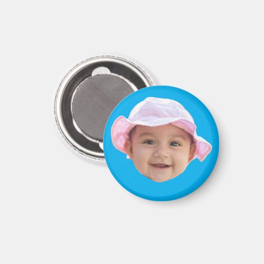 Custom Baby Foto, Baby Foto Gesicht blau Magnet (Vorderseite/Rückseite)