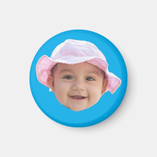 Custom Baby Foto, Baby Foto Gesicht blau Magnet (Vorne)