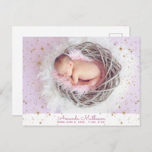 Custom Baby Foto Birth Ankündigungspostkarte (Vorne/Hinten)
