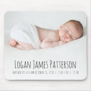 Custom Baby Foto Birth Stats Handschrift Mousepad