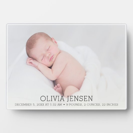 Custom Baby Foto Birth Stats Plaque Fotoplatte (Vorderseite)