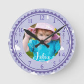 Custom Baby Foto Birthday Wall Clock Runde Wanduhr (Vorderseite)