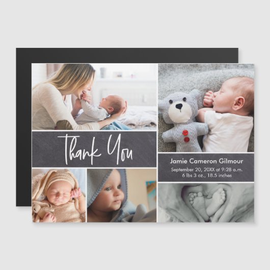 Custom Baby Foto Collage Birth stat Handschrift Magnetkarte (Vorne/Hinten)