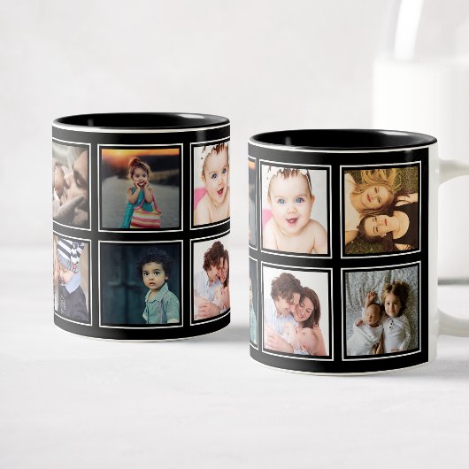 Custom Baby Foto Collage Elegante Moderne Schwarz Zweifarbige Tasse