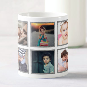 Custom Baby Foto Collage Elegantes Silber Kaffeetasse