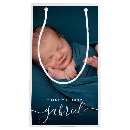 Custom Baby Foto Danke von Name Gefallen Kleine Geschenktüte (Vorderseite)