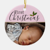 Custom Baby Foto Erste Weihnachtsfeier mit Oma Keramik Ornament (Vorne)
