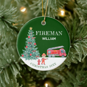Custom Baby Foto Keepake Fireman Weihnachtsbaum Keramik Ornament
