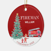 Custom Baby Foto Keepake Fireman Weihnachtsbaum Keramik Ornament (Links)