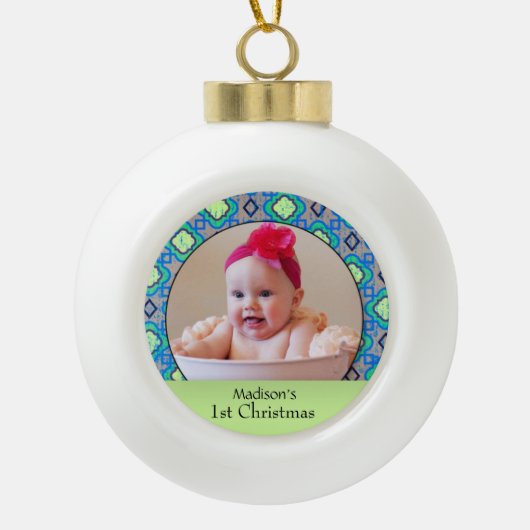 Custom Baby Foto Keramik Ball Ornament (Vorderseite)